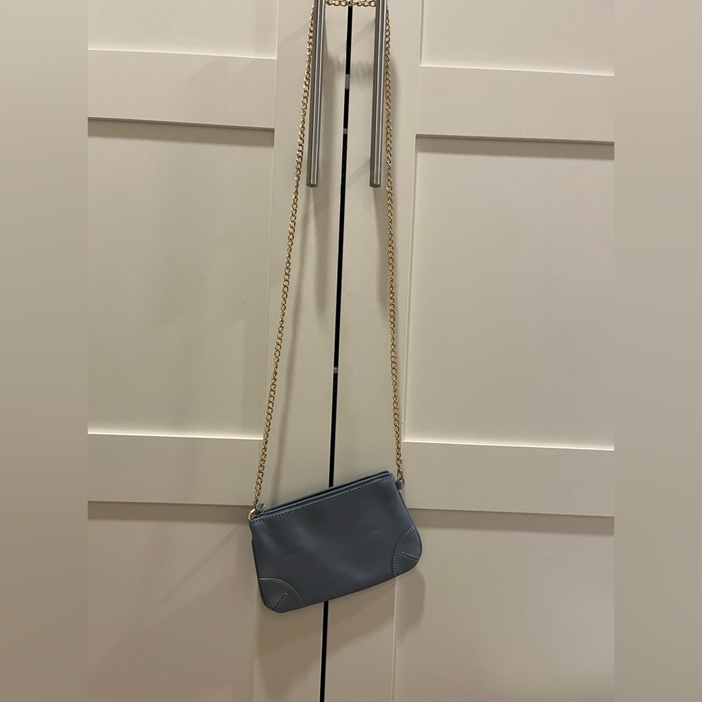 Franklin Covey blue change purse with gold chain strap, New - Picture 7 of 9